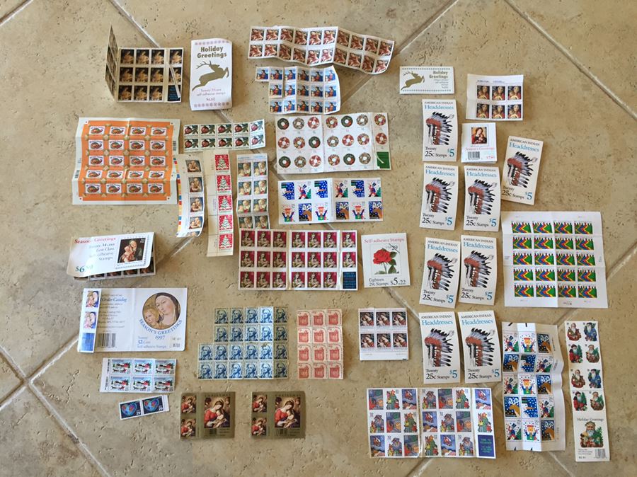 Large Collection Of Unused United States Postage Stamps Books Approximate Face Value $175+