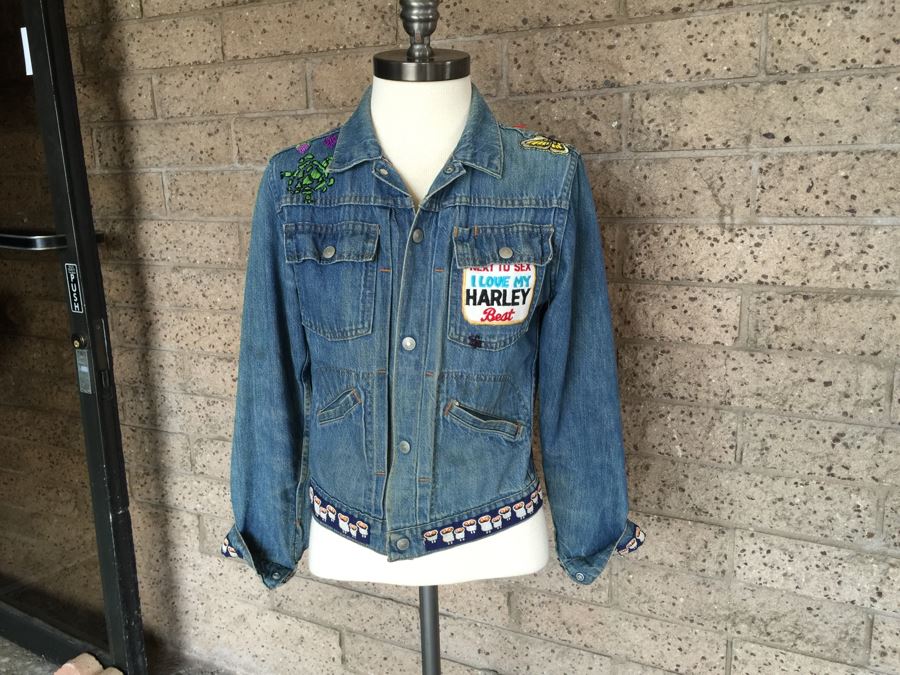 Vintage Denim Jacket With Patches