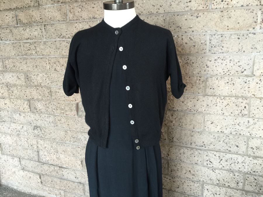 Vintage Women's Navy Blue Dress With Sweater Koret of California [Photo 2]