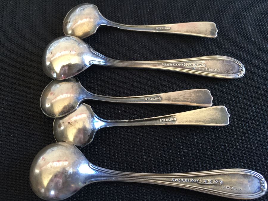 Collection Of Crystal Salt Dishes And Sterling Silver Salt Spoons [Photo 2]