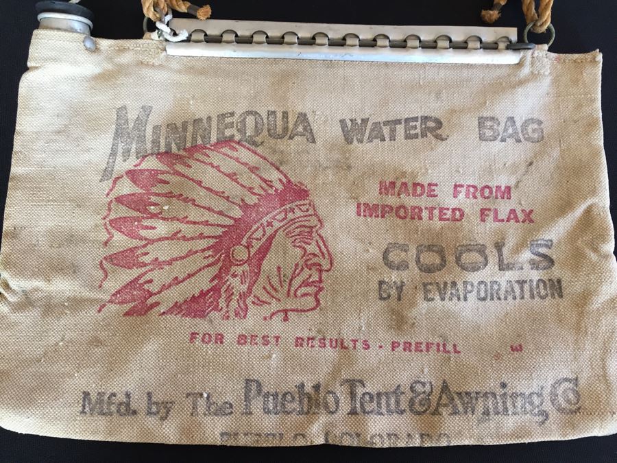 Vintage Minnequa Water Bag Featuring Native American Indian In Great Condition [Photo 4]