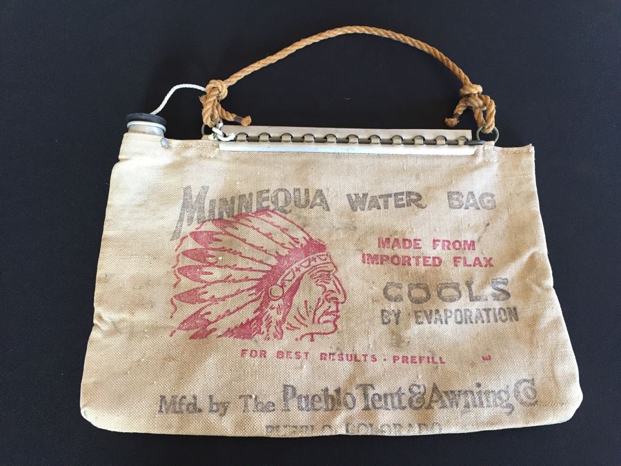 Vintage Minnequa Water Bag Featuring Native American Indian In Great Condition [Photo 1]