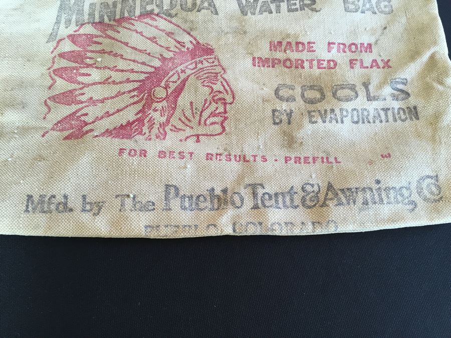 Vintage Minnequa Water Bag Featuring Native American Indian In Great Condition [Photo 5]