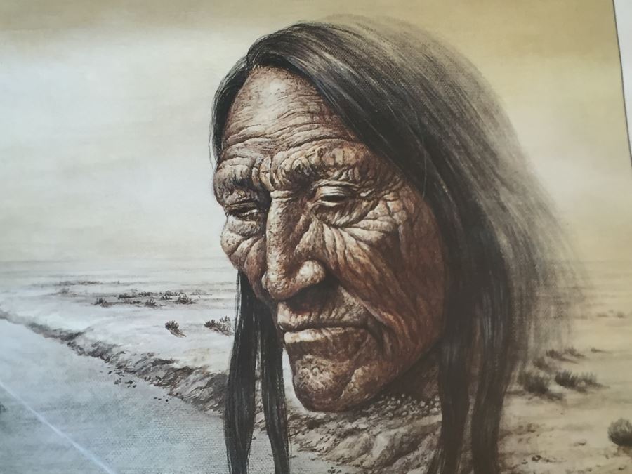 Framed Native American Print Hand Signed Lower Left By Artist John Steele (1934 - 1992) [Photo 5]