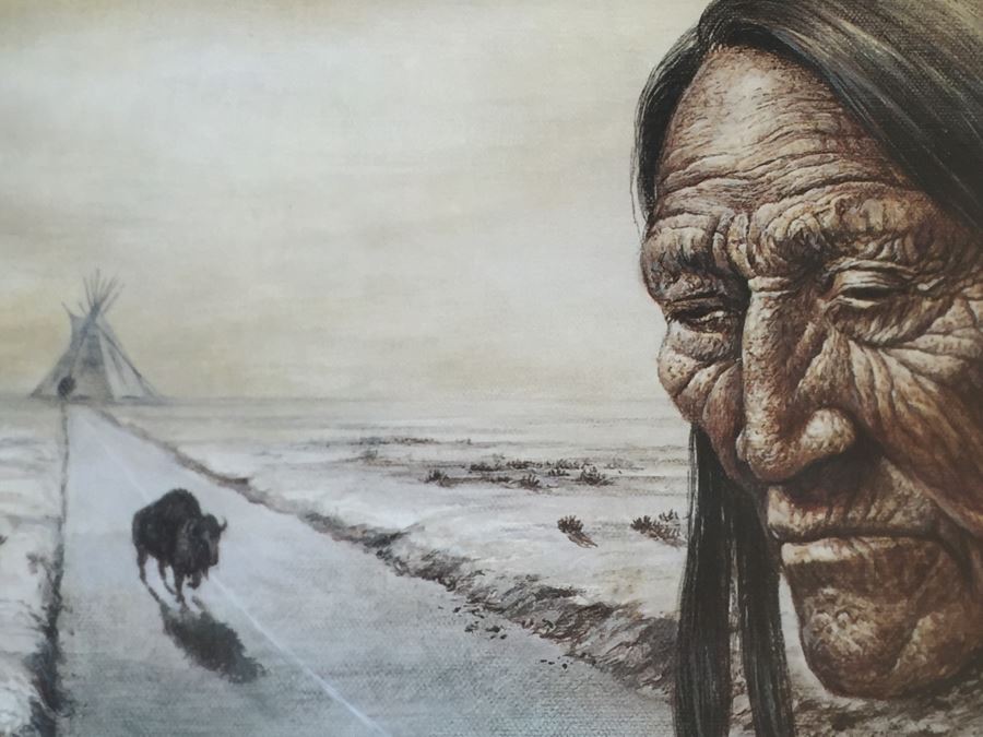 Framed Native American Print Hand Signed Lower Left By Artist John Steele (1934 - 1992) [Photo 6]