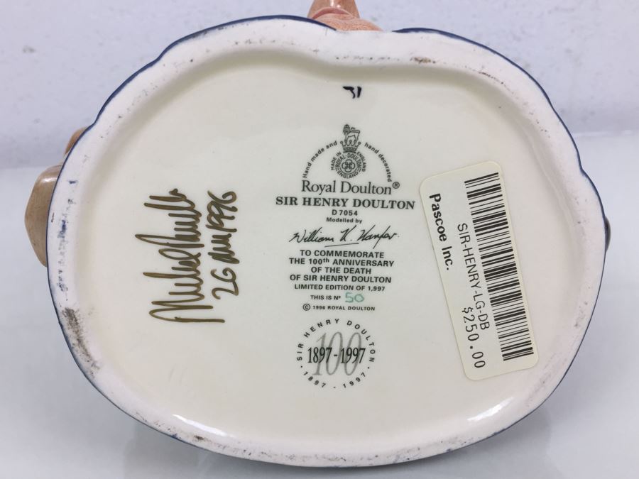 Royal Doulton Large '100th Anniversary of Sir Henry Doulton' D7054 Character Jug Limited Edition 50 of 1997 Signed By Michael Doulton [Photo 3]