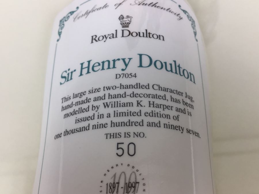 Royal Doulton Large '100th Anniversary of Sir Henry Doulton' D7054 Character Jug Limited Edition 50 of 1997 Signed By Michael Doulton [Photo 12]