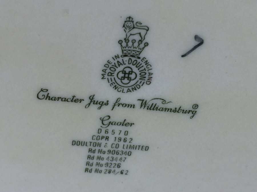 Royal Doulton Large 'Character Jug from Williamsburg Gaoler' D6570 1962 [Photo 3]