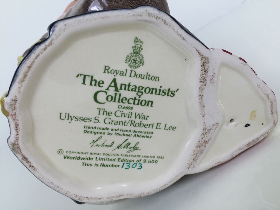 Royal Doulton Large 'The Civil War Ulysses S. Grant/Robert E Lee' D66698 Character Jug Worldwide 1982 Limited Edition 1,303 of 9,500 [Photo 10]