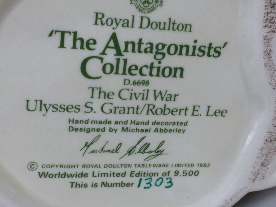 Royal Doulton Large 'The Civil War Ulysses S. Grant/Robert E Lee' D66698 Character Jug Worldwide 1982 Limited Edition 1,303 of 9,500 [Photo 3]