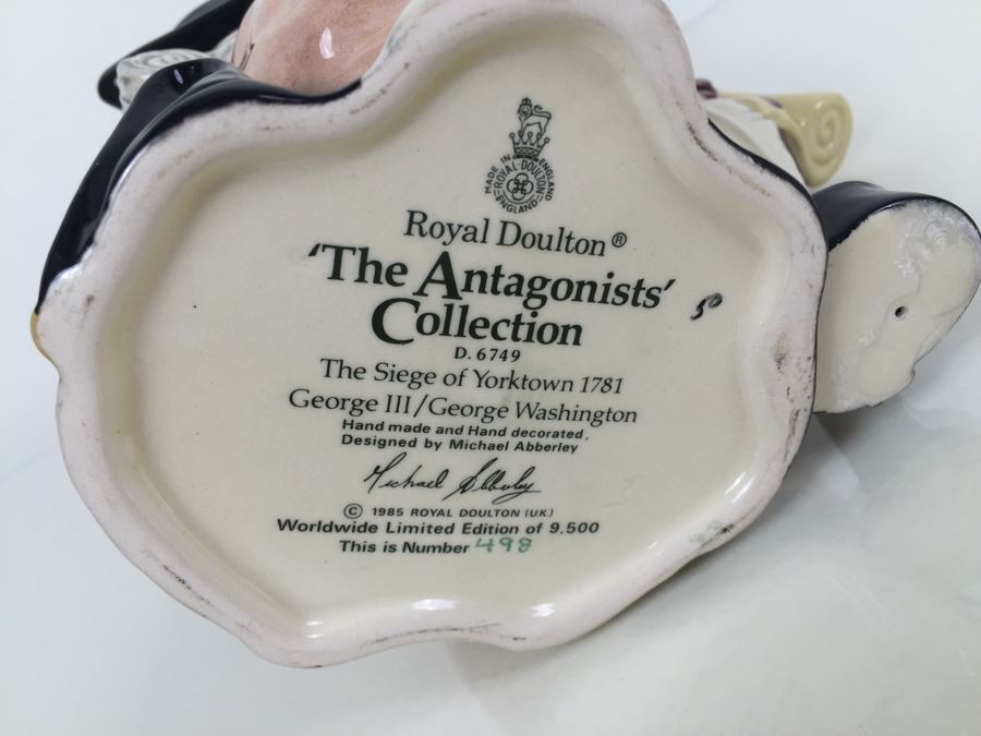 Signed Royal Doulton Large 'The Siege of Yorktown 1781 George III / George Washington' D6749 Character Jug 1985 Limited Edition 498 Of 9,500 [Photo 12]
