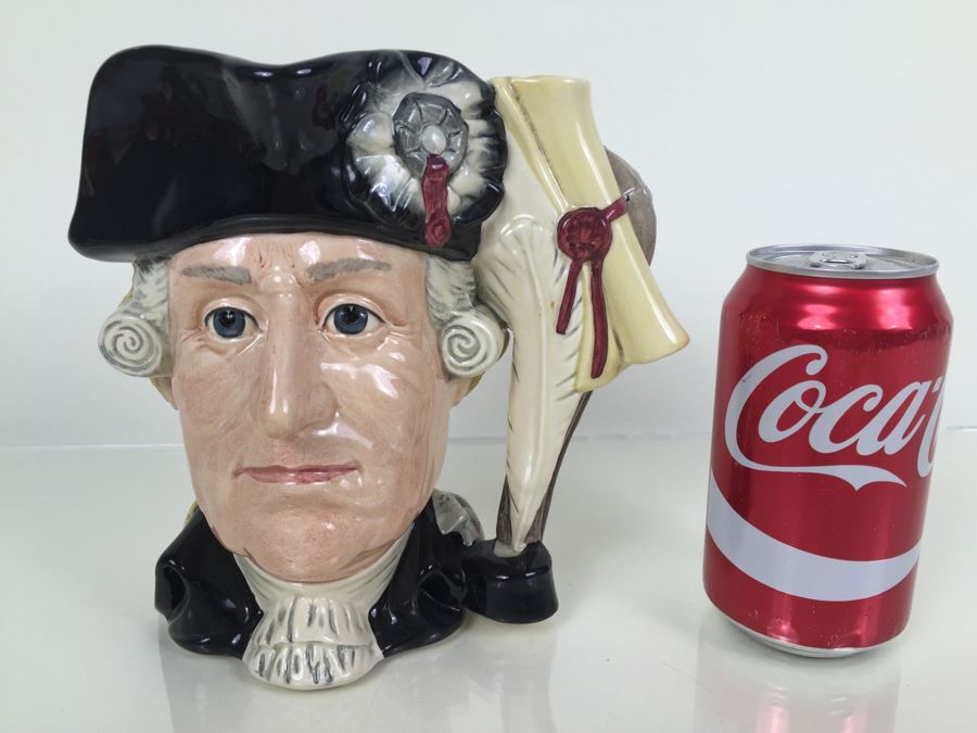Signed Royal Doulton Large 'The Siege of Yorktown 1781 George III / George Washington' D6749 Character Jug 1985 Limited Edition 498 Of 9,500 [Photo 4]