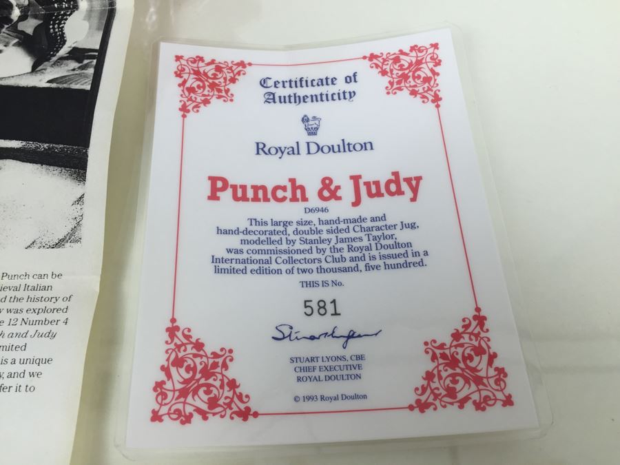 Royal Doulton Large 'Punch and Judy' D6946 Character Jug 1993 Limited Edition 581 Of 2,500 [Photo 15]