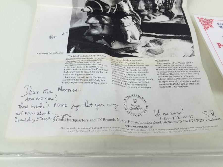 Royal Doulton Large 'Punch and Judy' D6946 Character Jug 1993 Limited Edition 581 Of 2,500 [Photo 14]