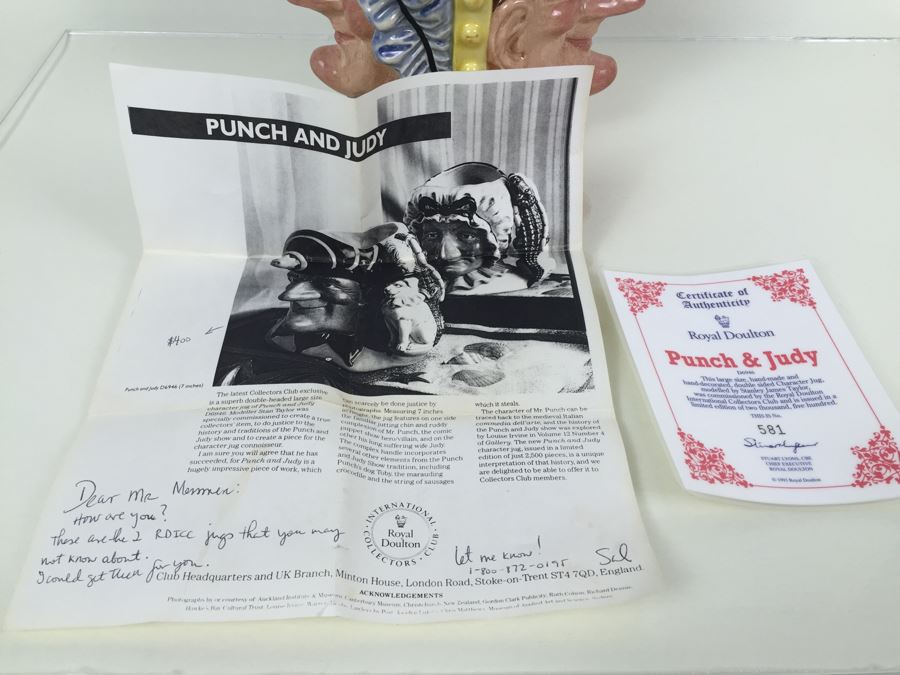 Royal Doulton Large 'Punch and Judy' D6946 Character Jug 1993 Limited Edition 581 Of 2,500 [Photo 13]