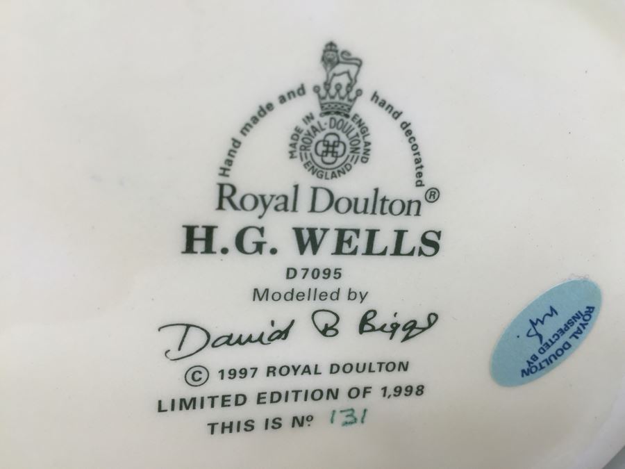 Royal Doulton Large 'H.G.Wells' War Of The Worlds D7095 Character Jug 1997 Limited Edition 131 Of 1,998 [Photo 10]