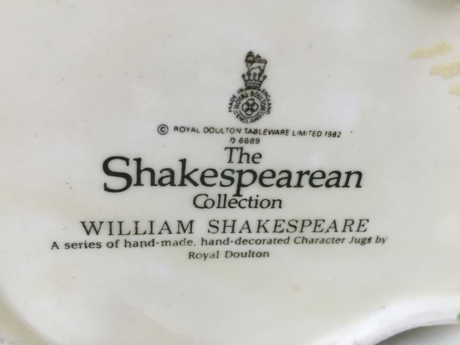 Royal Doulton Large Shakespearean Collection 'William Shakespeare' D6689 Character Jug 1982 [Photo 3]