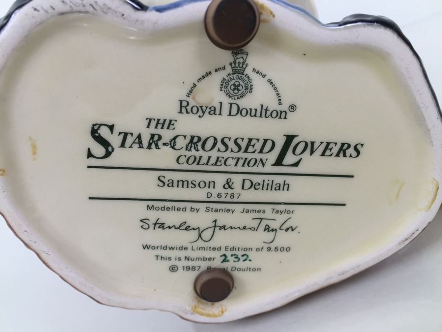 Royal Doulton Large 'Samson & Delilah' D6787 Character Jug 1987 Wordwide Limited Edition 232 Of 9,500 [Photo 9]