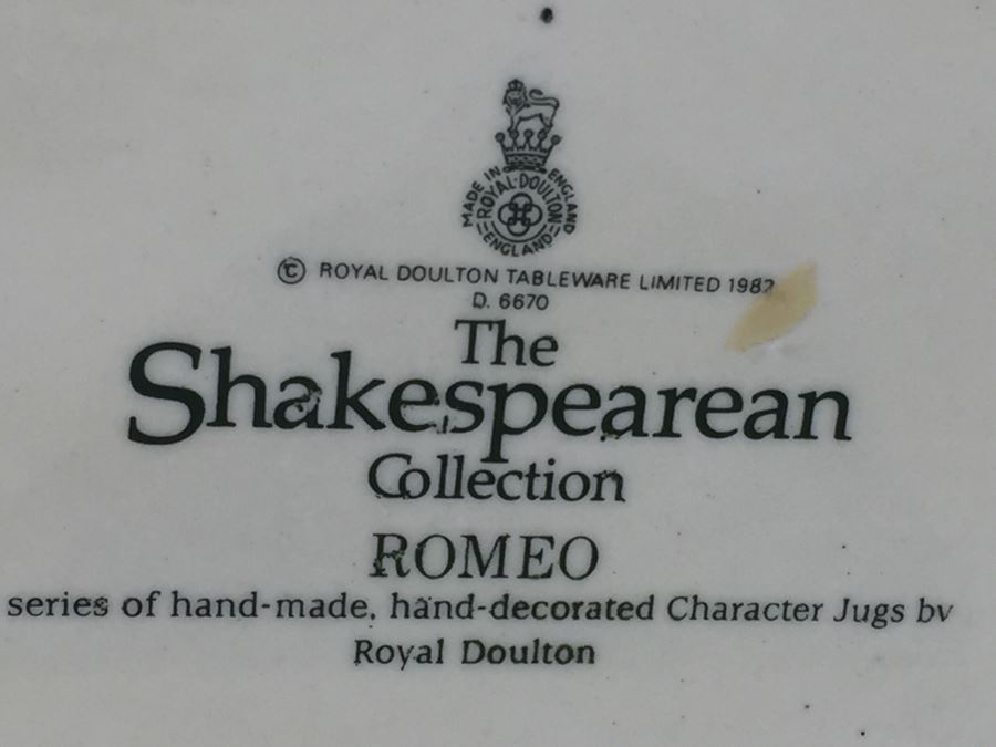 Royal Doulton Large The Shakespearean Collection 'Romeo' D6670 Character Jug 1982 [Photo 3]