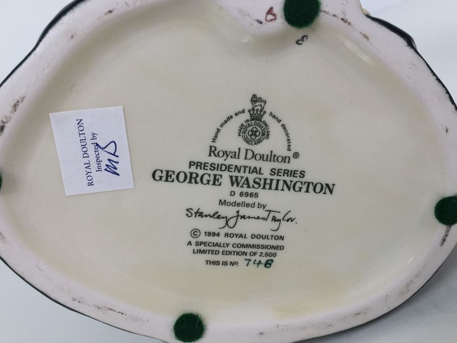 SignednRoyal Doulton Large 'George Washinston' D6965 Character Jug 1994 A Specially Commissioned Limited Edition 748 Of 2,500 [Photo 9]