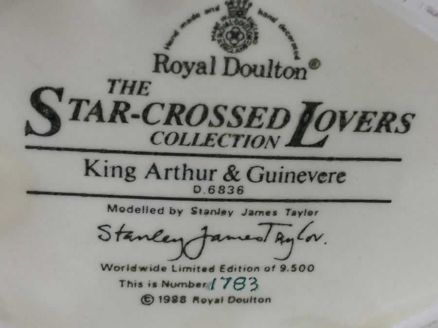 Royal Doulton Large The Star-Crossed Lovers Collection 'King Arthur & Guinevere' D6836 Character Pitcher Limited Edition 1,783 Of 9,500 [Photo 10]