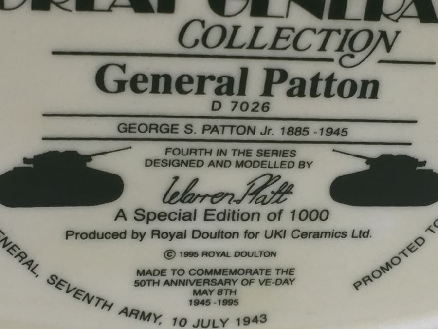 Royal Doulton Large The Great Generals Collection 'General Patton' D7026 Character Jug 1995 Limited Edition Of 1,000 [Photo 11]