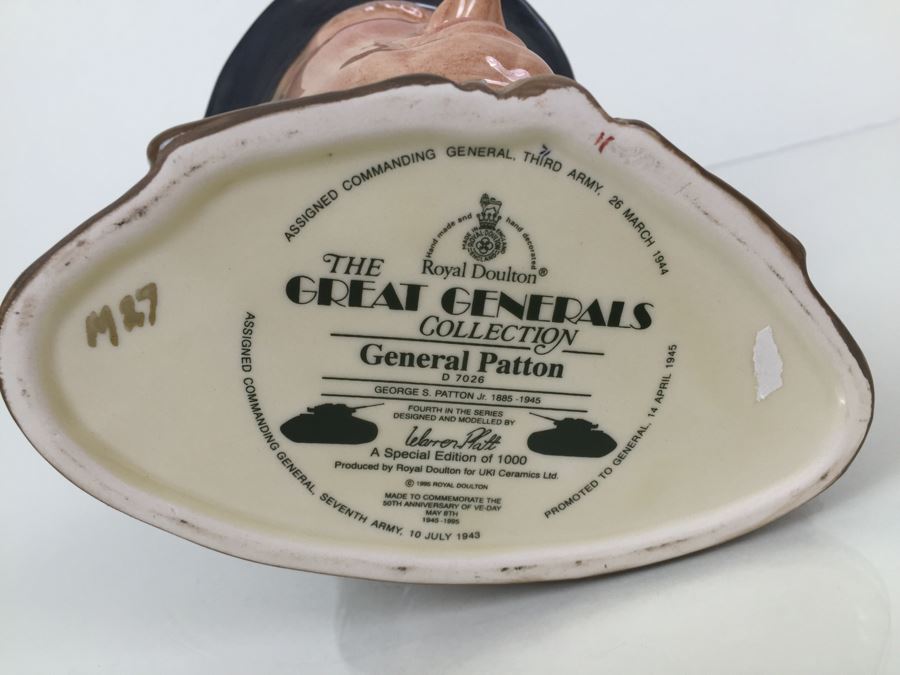 Royal Doulton Large The Great Generals Collection 'General Patton' D7026 Character Jug 1995 Limited Edition Of 1,000 [Photo 3]