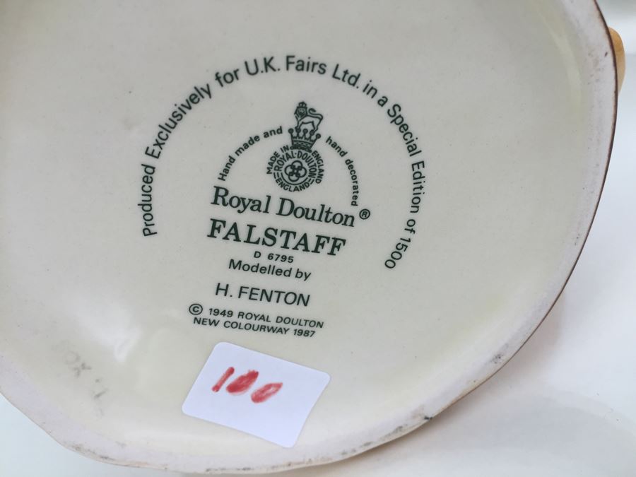 Royal Doulton Large 'Falstaff' D6795 Character Pitcher 1987 [Photo 12]