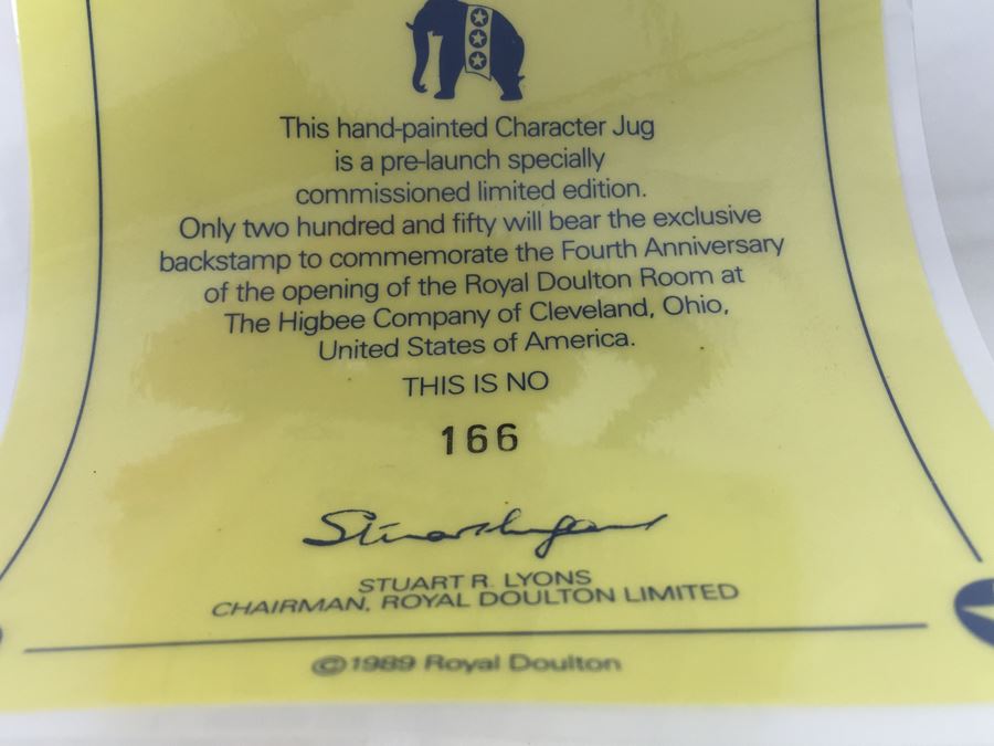 Royal Doulton Large 'The Elephant Trainer' D6856 Character Pitcher 1989 Limited Edition 166 Of Signed By Michael Doulton [Photo 13]