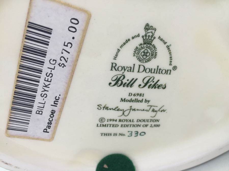 Royal Doulton Large 'Bill Sikes' D6981 Character Jug 1994 Limited Edition 330 Of 2,500 [Photo 12]