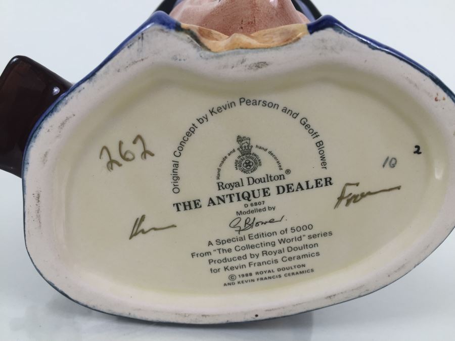 Royal Doulton Large 'The Antique Dealer' D6807 Character Jug 1988 Limited Edition Of 5,000 Signed [Photo 3]
