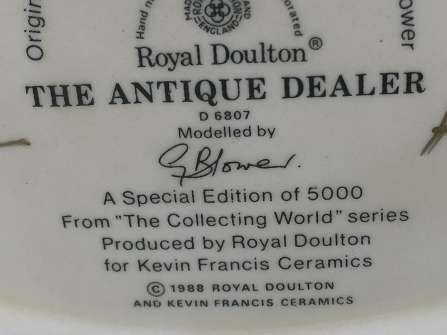 Royal Doulton Large 'The Antique Dealer' D6807 Character Jug 1988 Limited Edition Of 5,000 Signed [Photo 12]