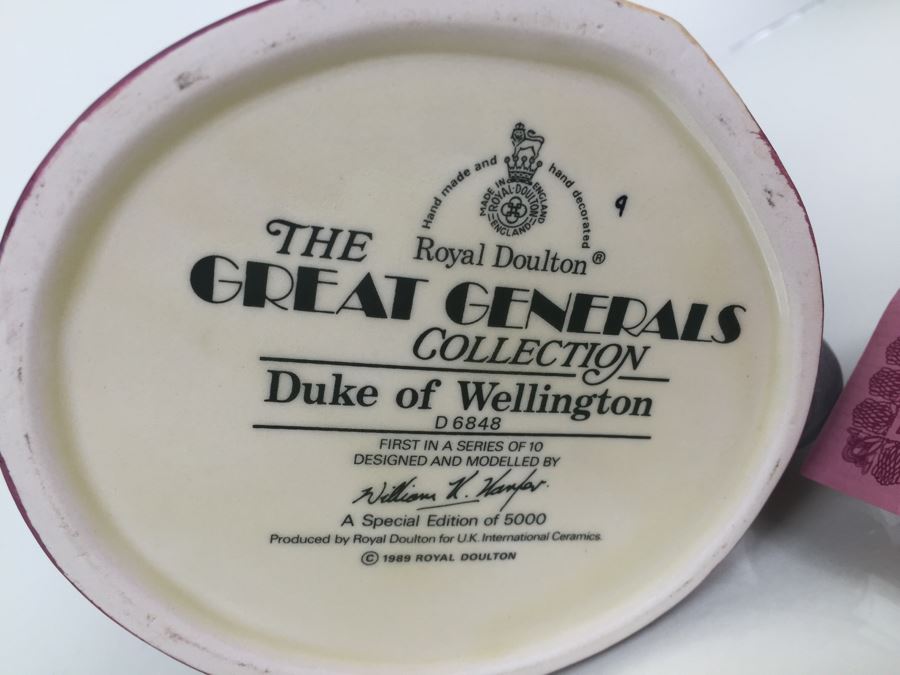 Royal Doulton Large The Great Generals Collection 'Duke of Wellington' D6848 Character Jug 1989 Limited Edition Of 5,000 [Photo 3]