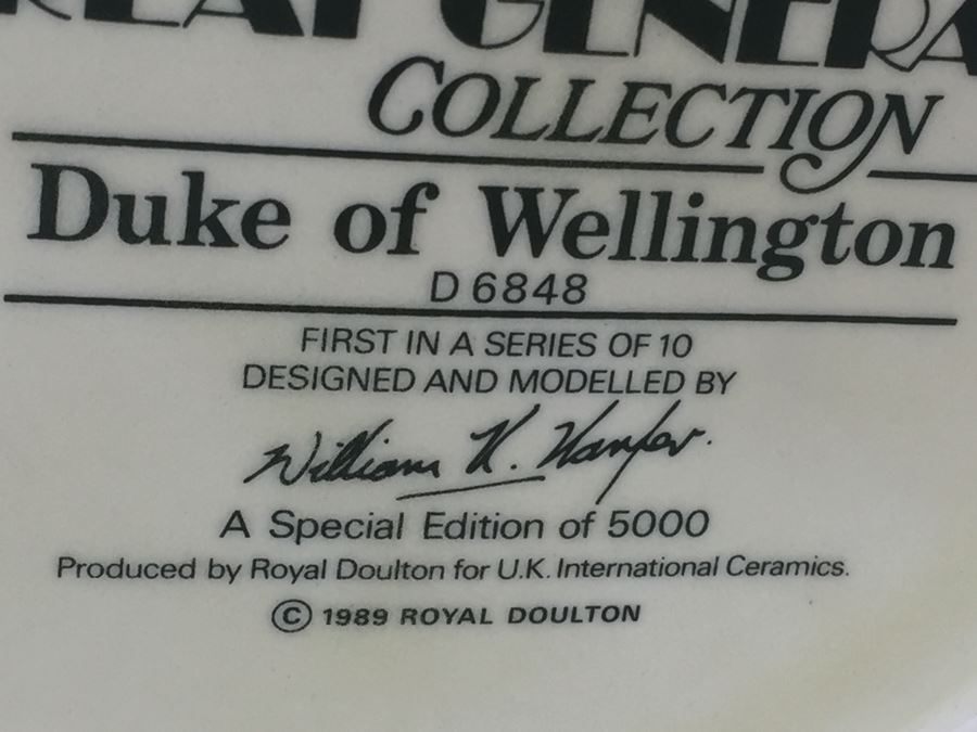 Royal Doulton Large The Great Generals Collection 'Duke of Wellington' D6848 Character Jug 1989 Limited Edition Of 5,000 [Photo 12]
