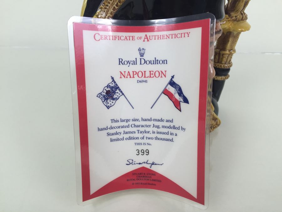Royal Doulton Large 'Napoleon' D6941 Character Pitcher 1993 Limited Edition Of 399 Of 2,000 [Photo 11]