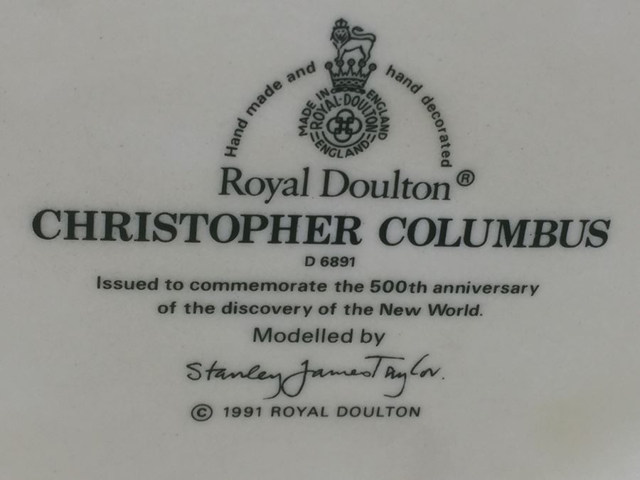 Royal Doulton Large 'Christopher Columbus' D6891 Character Pitcher 1991 [Photo 3]