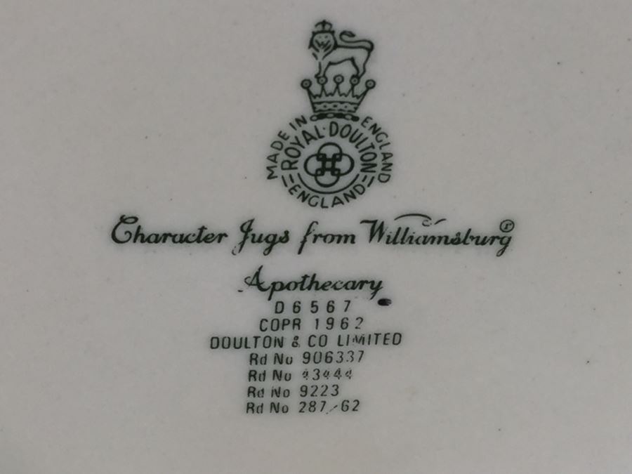 Royal Doulton Large 'Apothecary' D6567 Character Pitcher 1962 [Photo 3]