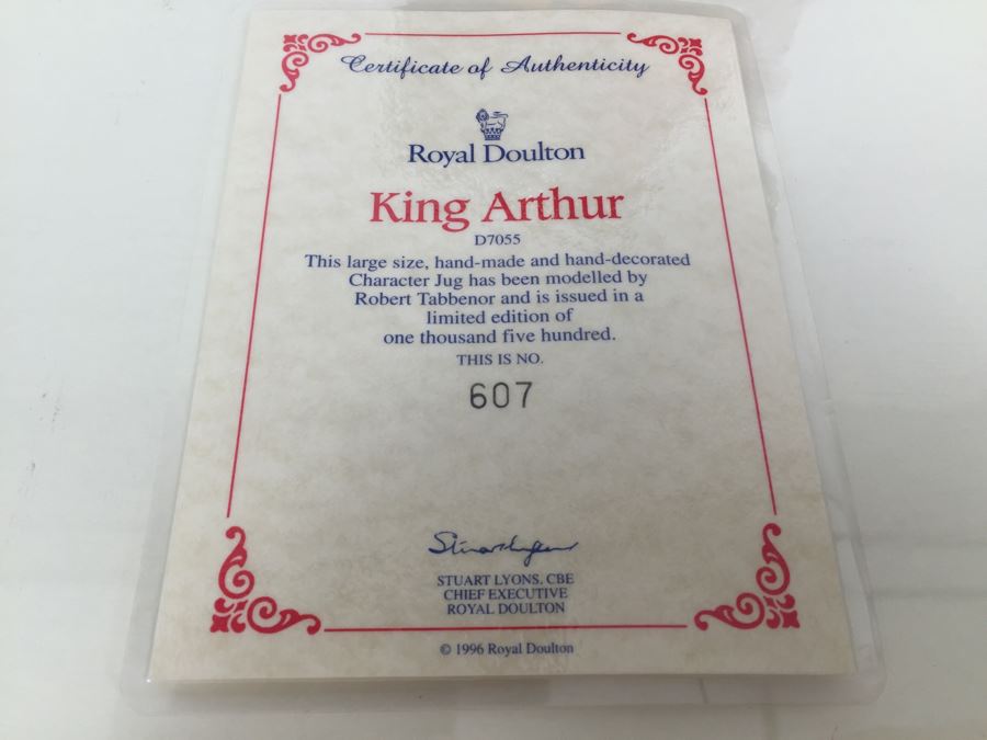 Royal Doulton Large 'King Arthur' D7055 Character Pitcher 1996 Limited Edition 607 Of 1,500 [Photo 12]
