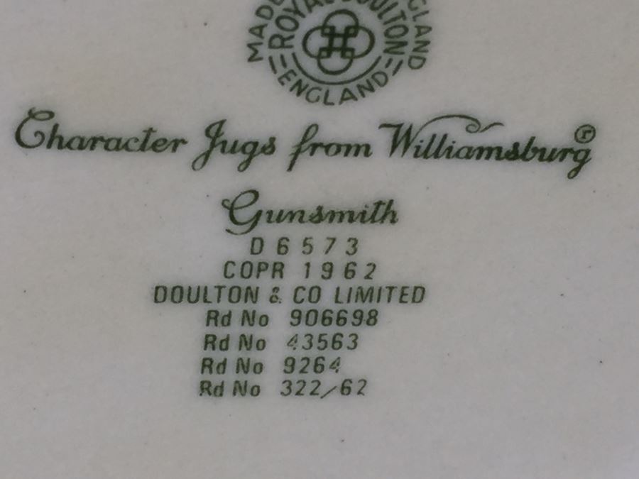 Royal Doulton Large 'Gunsmith' D6571 Character Pitcher 1962 [Photo 12]