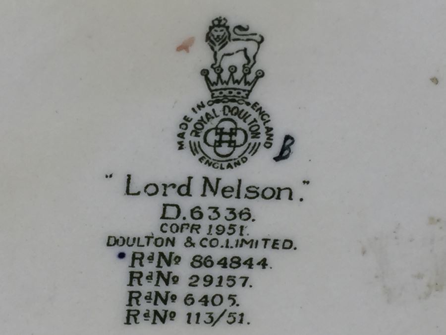 Royal Doulton Large 'Lord Nelson' D6336 Character Pitcher 1951 [Photo 3]