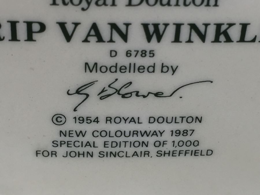 Royal Doulton Large 'Rip Van Winkle' D6785 Character Pitcher 1987 Special Edition Of 1,000 [Photo 15]