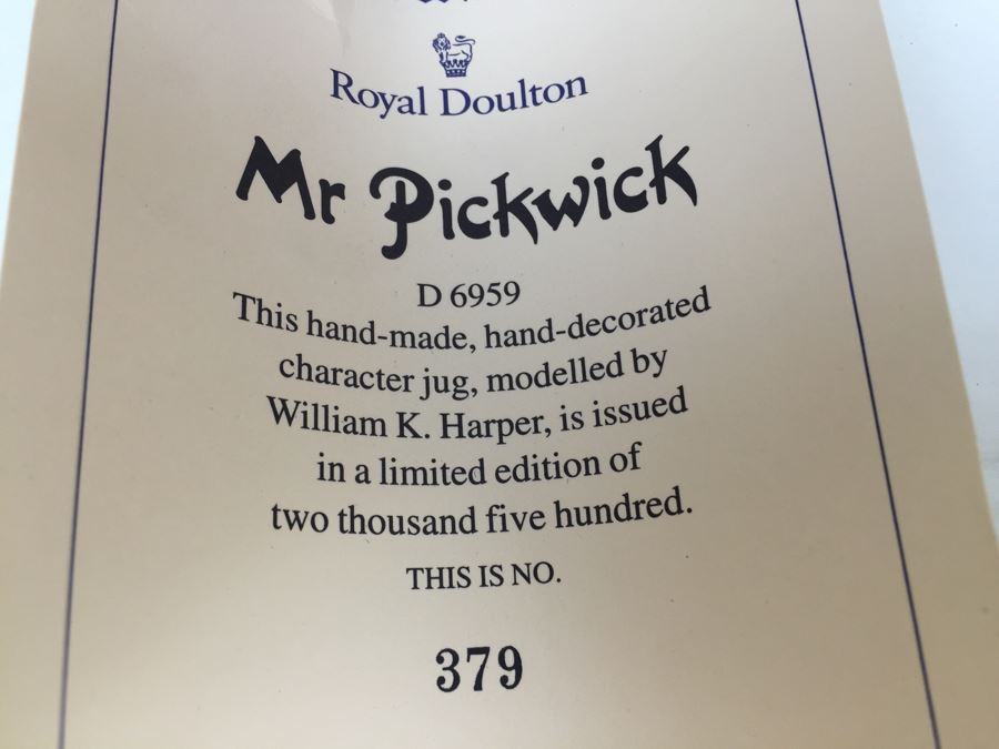 Royal Doulton Large 'Mr. Pickwick' D6959 Character Jug 1993 Limited Edition 379 Of 2,500 [Photo 12]