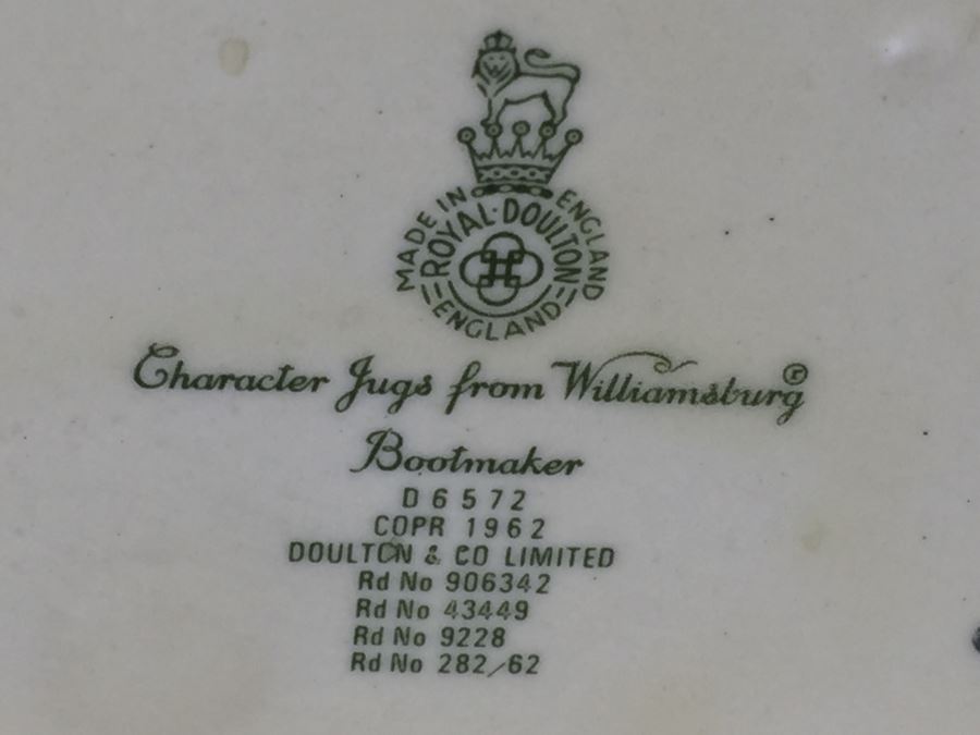 Royal Doulton Large 'Bootmaker' D6572 Character Jug 1962 [Photo 12]