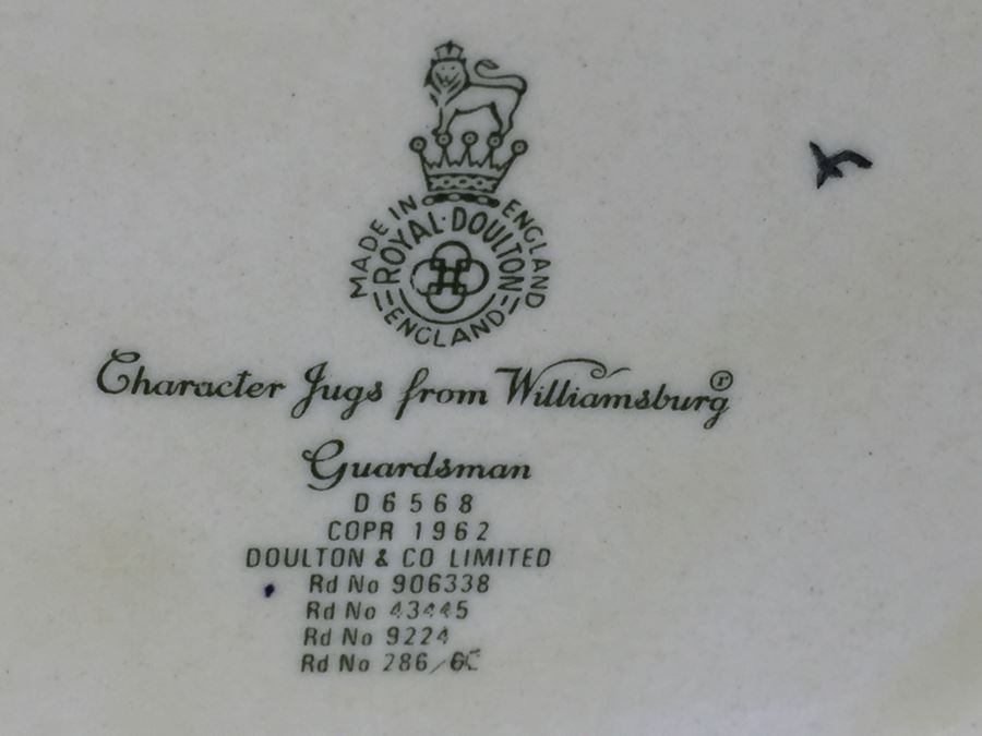 Royal Doulton Large 'Guardsman' D6568 Character Pitcher 1962 [Photo 12]