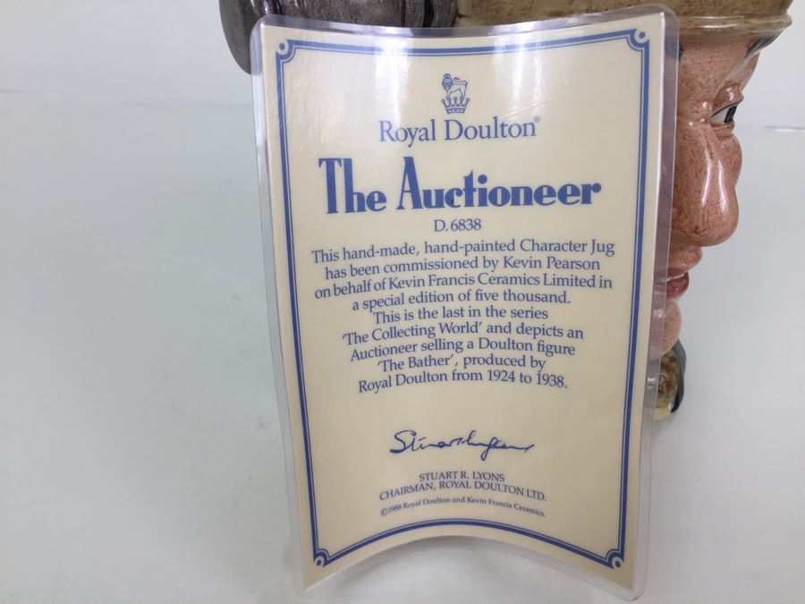Royal Doulton Large 'The Auctioneer' D6838 Character Pitcher 1988 Special Edition Of 5,000 [Photo 14]