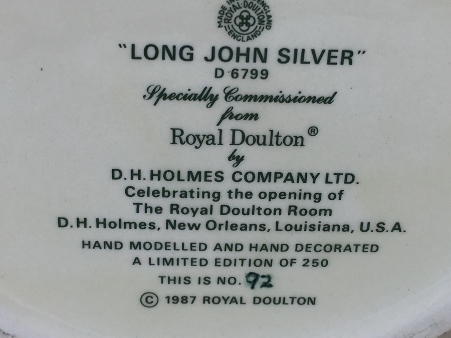 Royal Doulton Large 'Long John Silver' D6799 Character Pitcher 1987 Limited Edition 92 Of 250 [Photo 3]