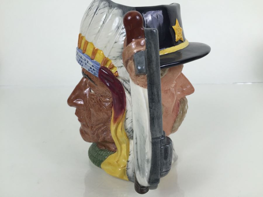 Royal Doulton Large The Antagonists' Collection The Battle Of Little Big Horn 1876 'George Armstrong Custer/Sitting Bull' D6712 Character Jug 1983 Limited Edition 1,521 Of 9,500 [Photo 7]