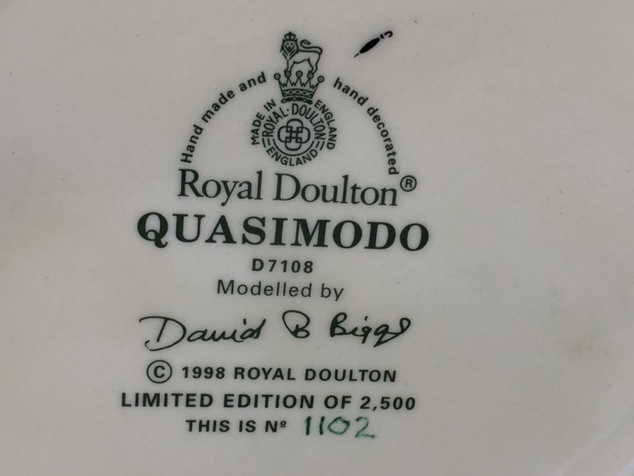 Royal Doulton Large 'Quasimodo' D7108 Character Pitcher 1998 Limited Edition 1,102 Of 2,500 [Photo 14]