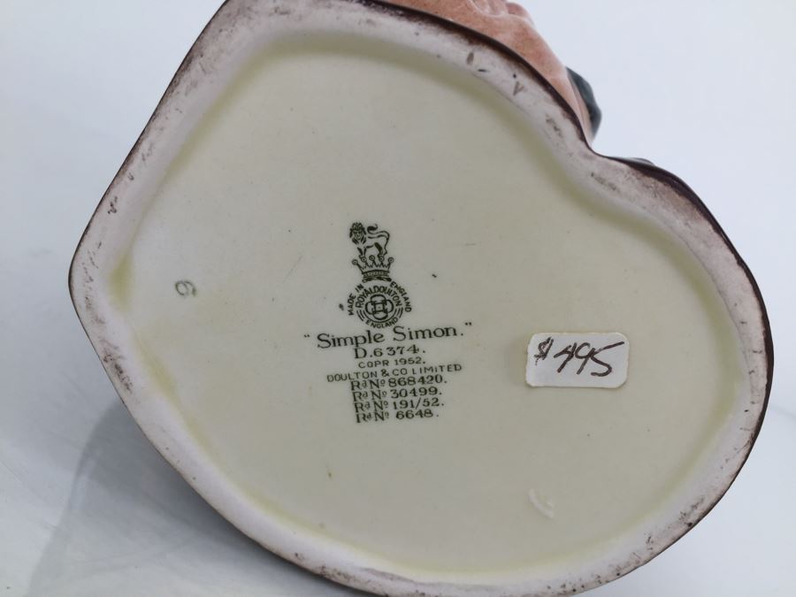Royal Doulton Large 'Simple Simon' D6374 Character Pitcher 1952 [Photo 3]