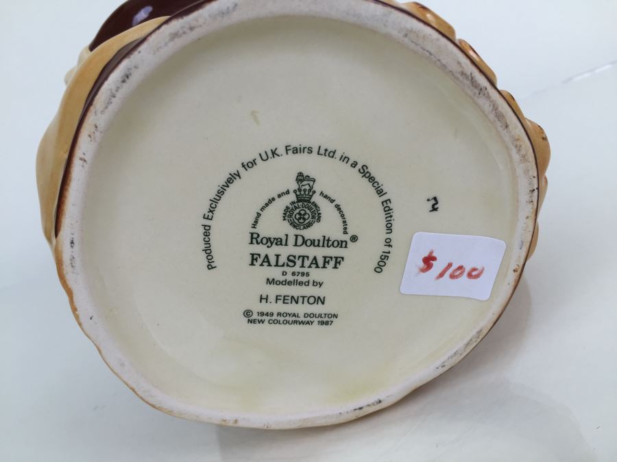 Royal Doulton Large 'Falstaff' D6795 Character Pitcher 1987 [Photo 3]